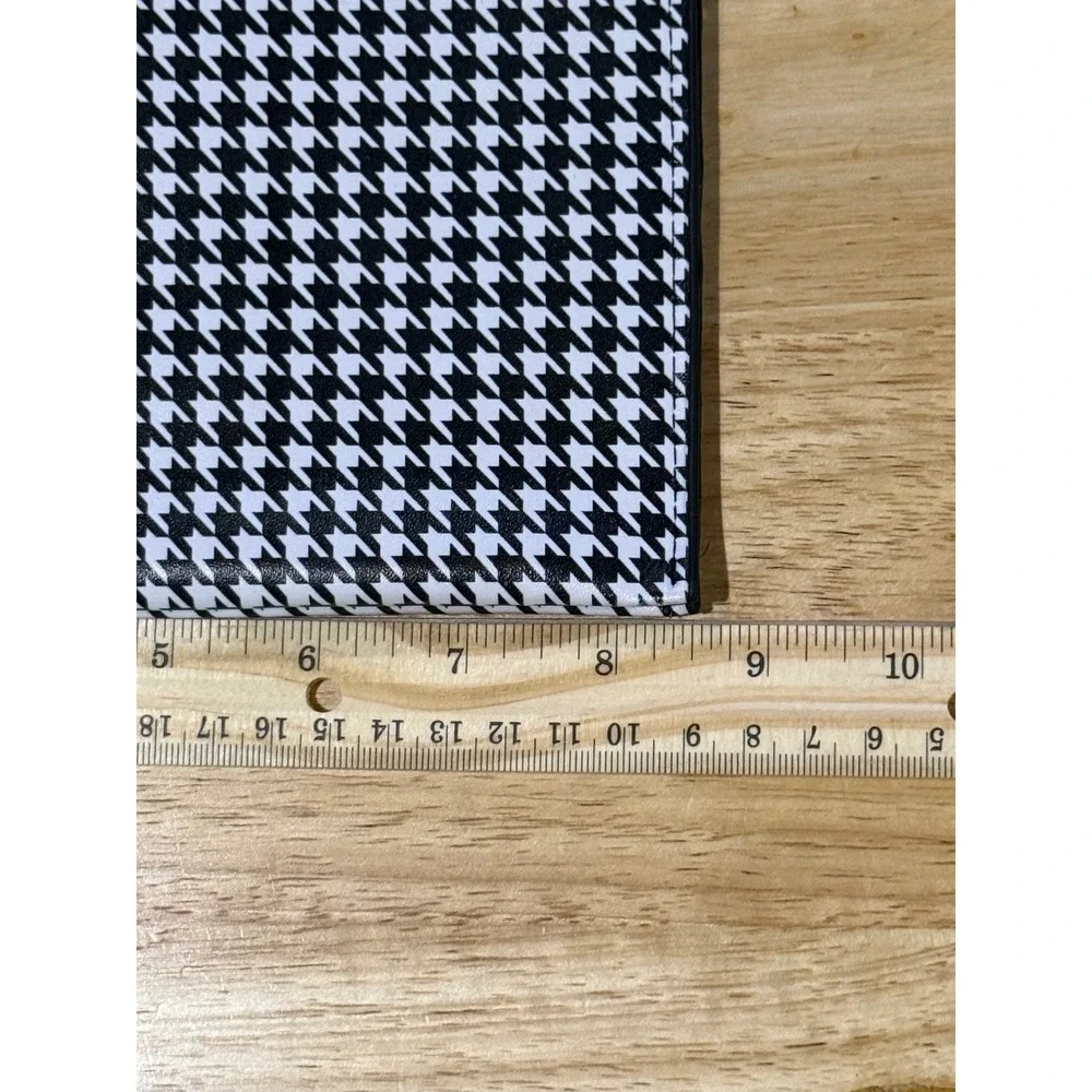 Houndstooth Bangle Wristlet Pouch Black White Double Zip Wallet Clutch
